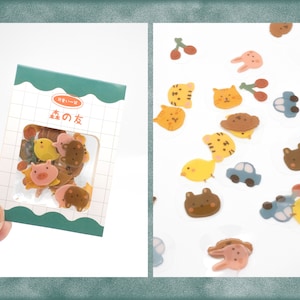 Adesivos Forest Friends | Pacote com 40 | Adesivos Forest Animal para decorar diário, bullet journal, planner, scrapbook