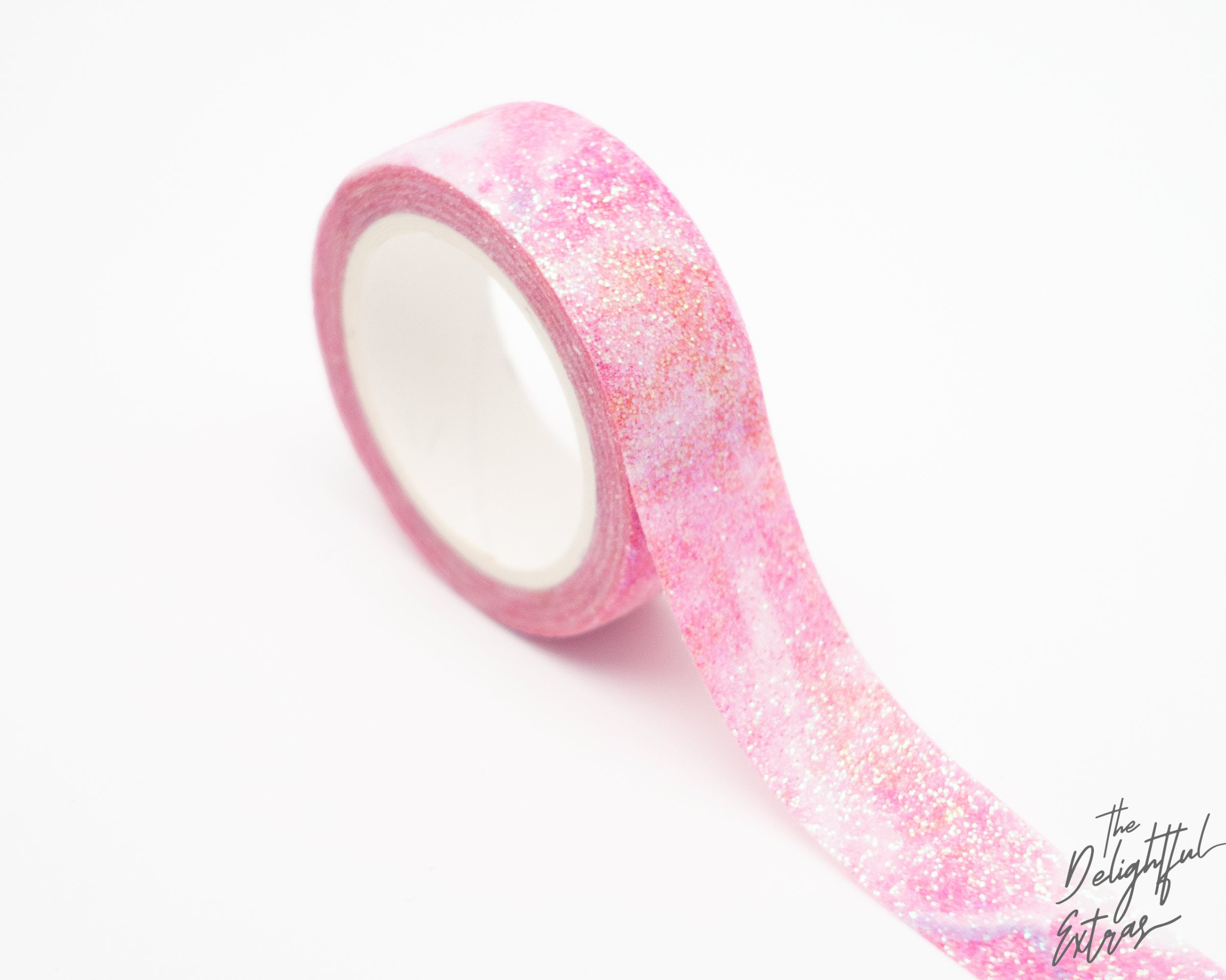 PINK TINGE GLITTER Washi Tape 15mm x 10M Journal Decorative Adhesive Craft Bling PINK TINGE GLITTER Washi Tape 15mm x 10M Journal Decorative Adhesive Craft Bling