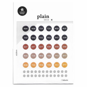 Stickers Suatelier Jours de la semaine | Stickers déco unis | 3 feuilles | Autocollants en papier | No.1632 Plain.28