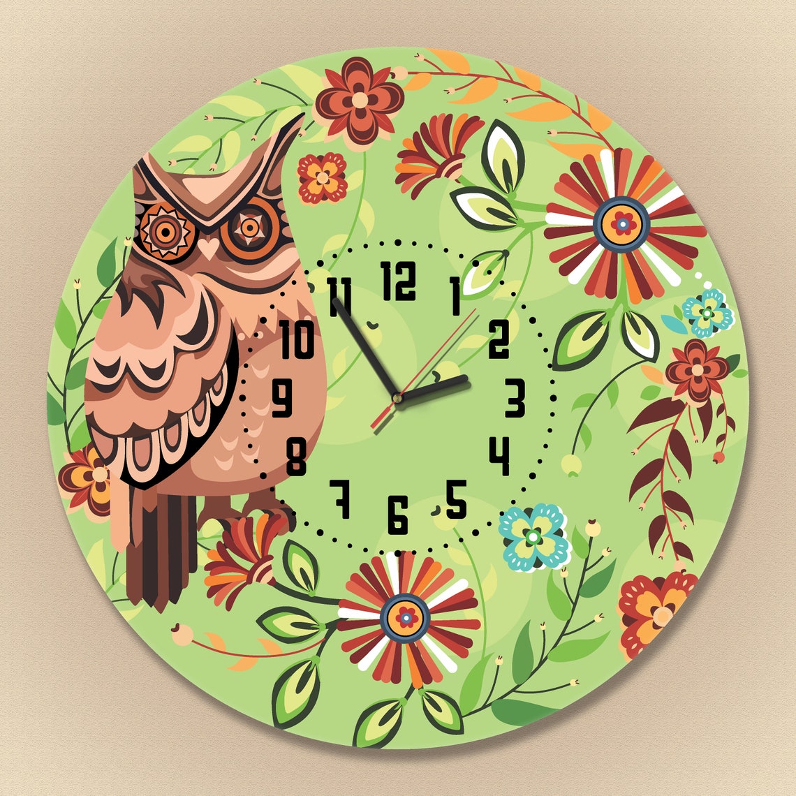 Owl wall clock Nursery Decor Personalised Clock Owl Decor Etsy