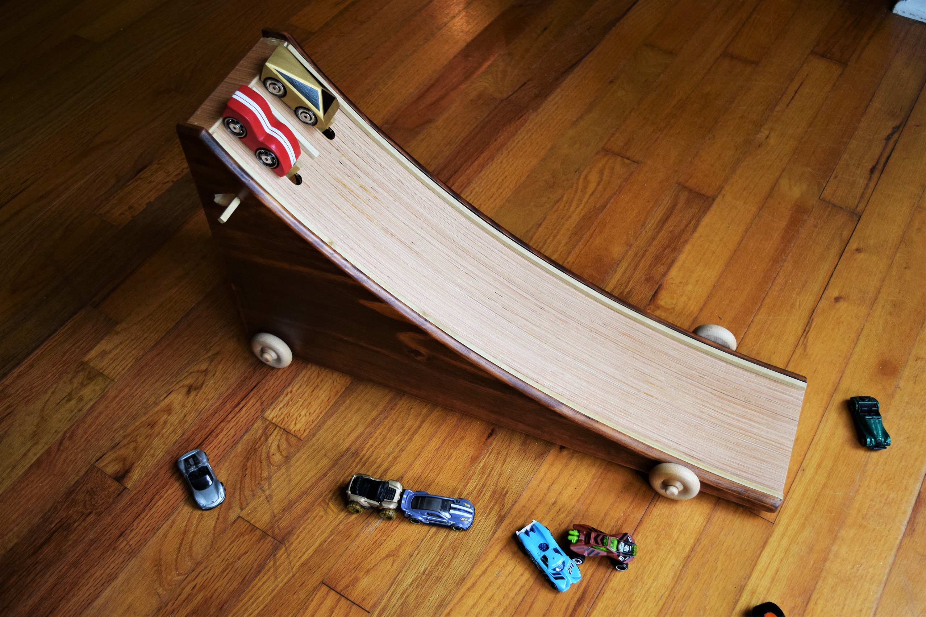 Wooden Toy Race Track Toy Car Ramp Stained Extra Wide Etsy