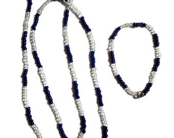 YEMAYA - Santeria Bead Necklace (Eleke) & Bracelet (Ilde) Set