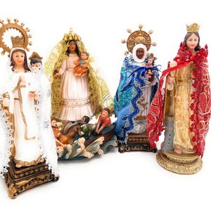 12&quot; Religious Female Statue - Christian/Catholic Statue with Hand Crafted Capes, Virgen de la Caridad, Las Mercedes, Regla & St Barbara