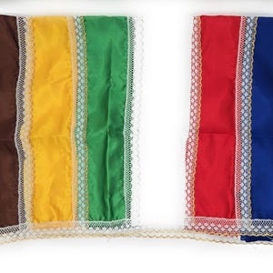 7 Potencias Altar Cloth: Santeria Orisha Panuelo, Satin Cloth - Made in USA