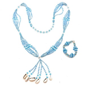 YEMAYA ACHABA - Santeria Bead Fancy Collar/Eleke & Ilde Set, con Caracoles