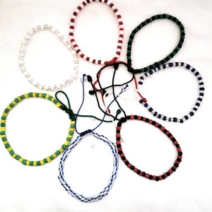 Ilde Santeria Bracelet: Orisha Glass Beads, Adjustable Draw String