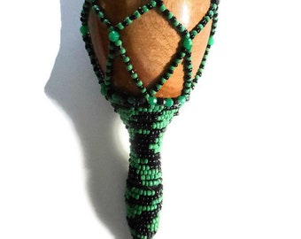 OGUN - Santeria Glass Bead Decorated Maraca