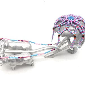 Orisha Oko Tool: Santeria Herramienta with Decorated Umbrella - onk, Blue & Black