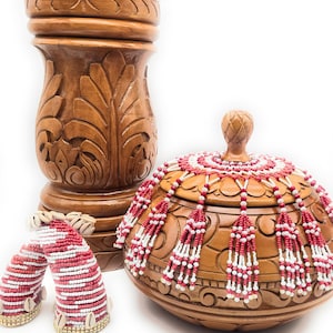 SHANGO - Shango Set:  Batea & Pilon de Madera Decorado  y Tarros