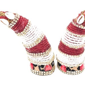 SHANGO - Santeria Bead Decorado, Cuernos/Tarros Decorados (Pareja)