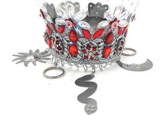 OBATALA AYAGUNA - Santeria Corona/Crown, Metal Decorated with Tools/Herramientas