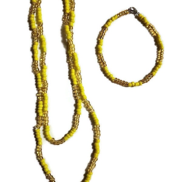 OSHUN - Santeria Orisha Bead Necklace Eleke/Ilde Set