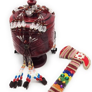AGAYU - Santeria Wood Lebrillo de Agayu with Santeria Bead Maso Set (Each set includes the items you see in the picture for each variation.)