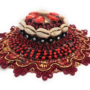 ELEGUA - Santeria Beaded  Mini Elegua Straw Hat - Made in the USA