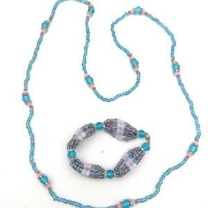 ORISHA OKO -  Santeria Orisha Bead Necklace/Eleke & Mazo Bracelet Set (Pink)