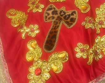SHANGO - Santeria Altar Mantel/Cloth, Panuelo de Altar para los Orishas