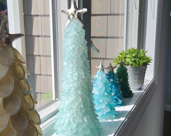 Árvore de vidro do mar azul gelado grande presente decoração costeira