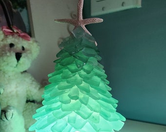 Decoração costeira de árvore de vidro mar verde espuma do mar