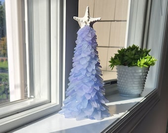 Presente de decoração de praia com árvore Seaglass lilás roxo
