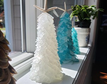 Árvore de vidro do mar branco decoração costeira