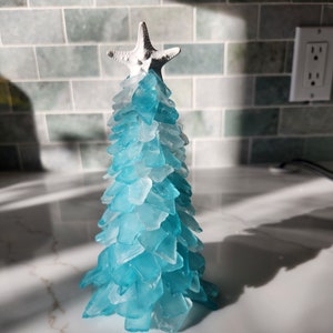 Artic blue seaglass tree coastal decor gift