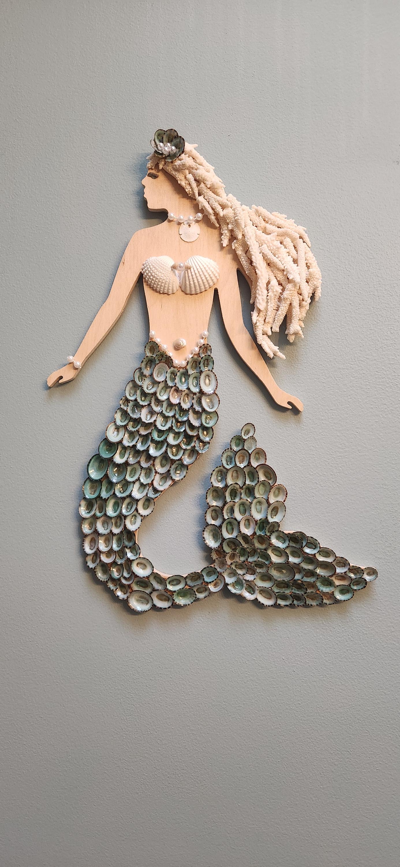 Seashell Mermaid Coastal Decor Seashell Art - Etsy