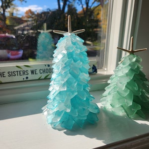 Artic blue sea glass tree coastal decor gift