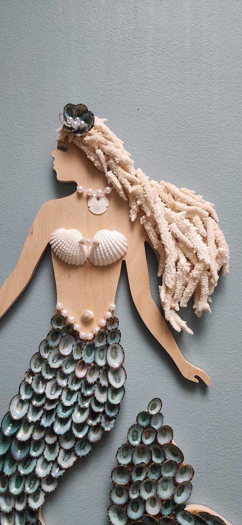 Seashell Mermaid Coastal Decor Seashell Art - Etsy