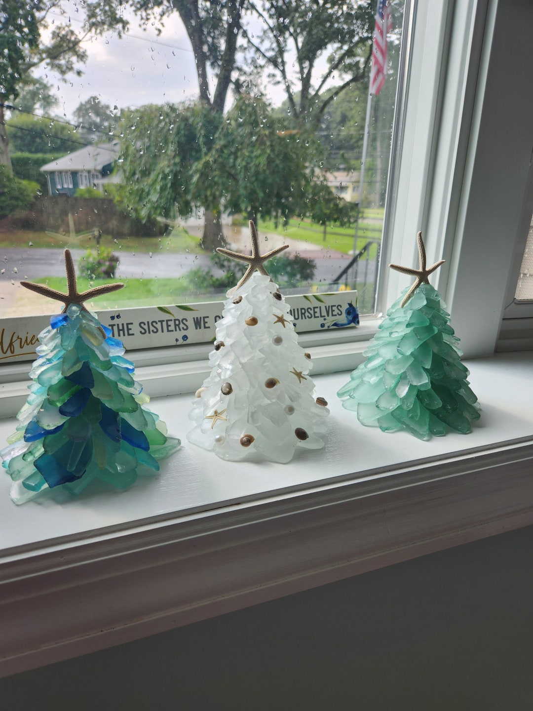 White Sea Glass Tree Coastal Decor Gift Etsy