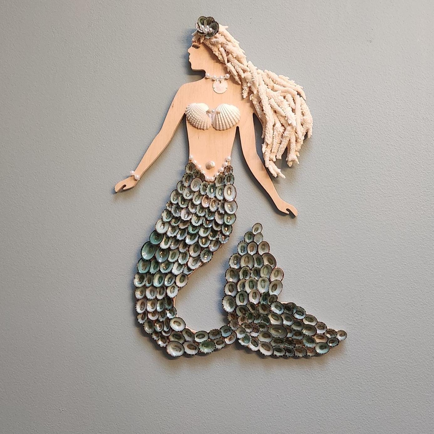 Seashell Mermaid Coastal Decor Seashell Art - Etsy
