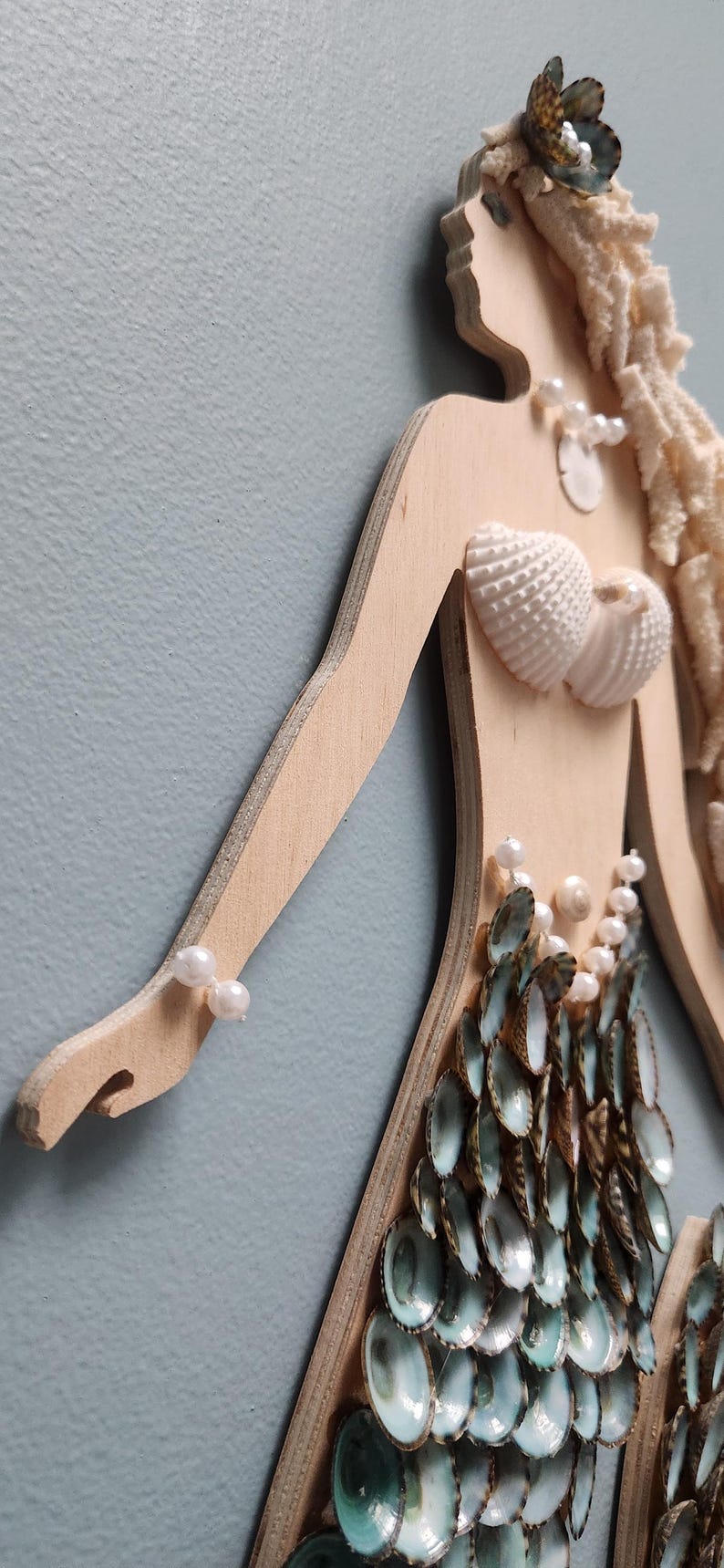 Seashell Mermaid Coastal Decor Seashell Art - Etsy