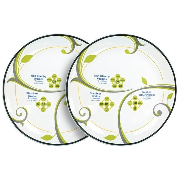 Portion Control Plate, Balanced Eating Plate and QSNGuide - 9-Inch Focus Plates for Healthy Eating, Porcelain China Plates for Weight loss