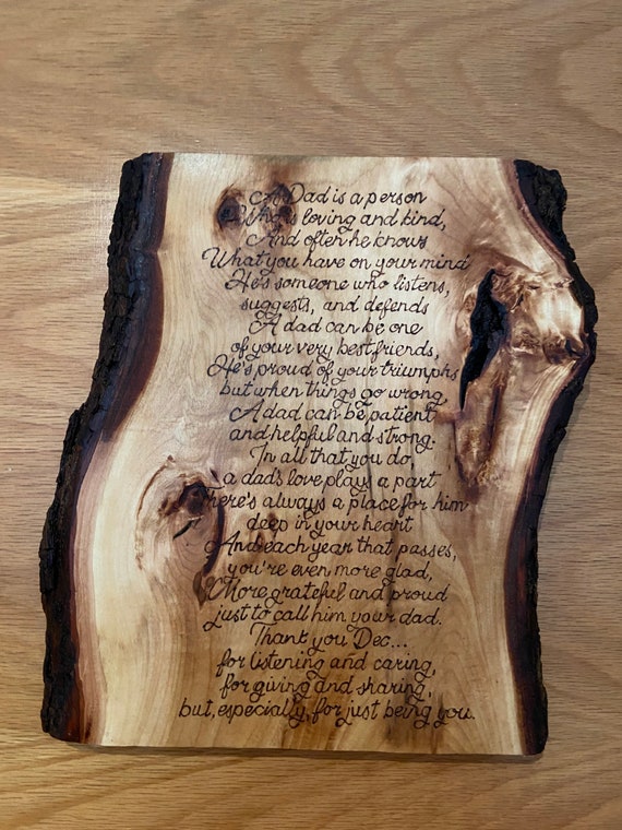 Poem Wood Burning on Lime Wood With Natural Bark Pyrography Etsy