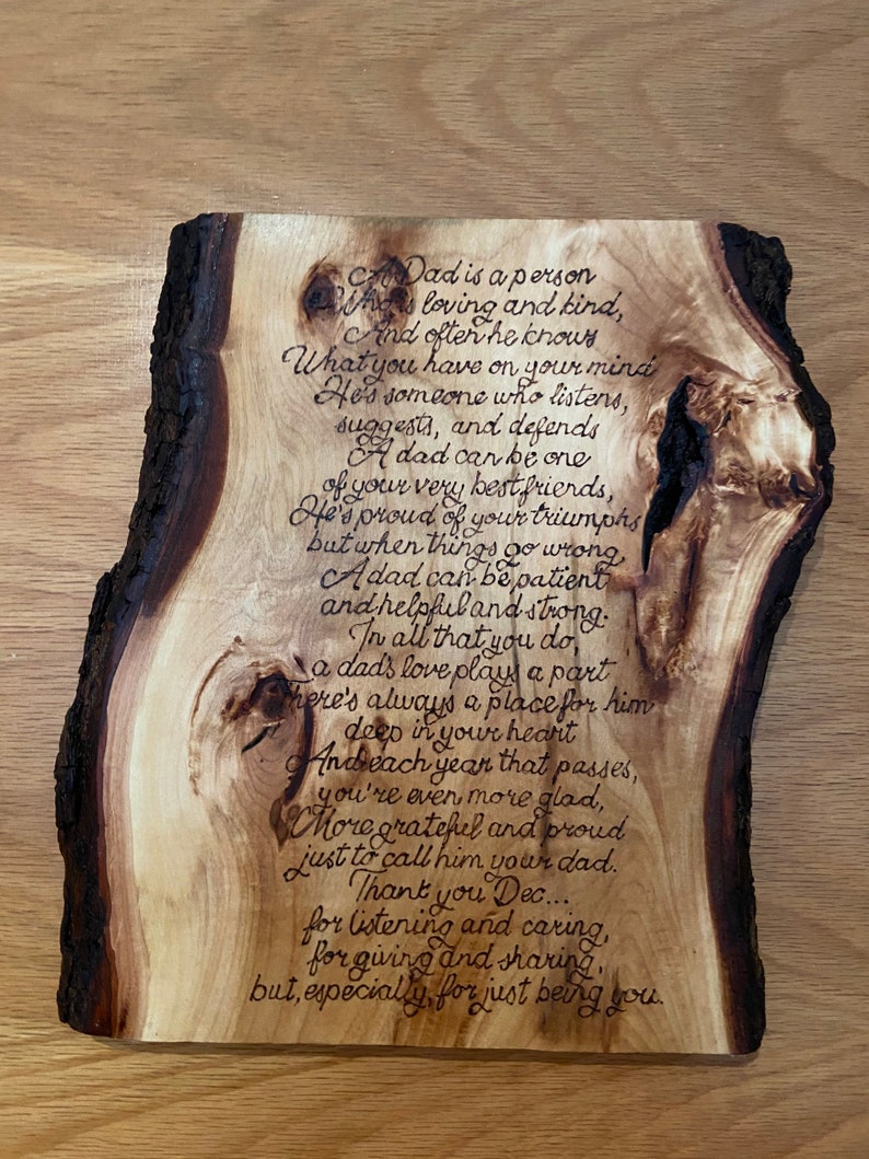 Gedicht Holz brennen auf Kalkholz mit natürlichen Rinde Etsy