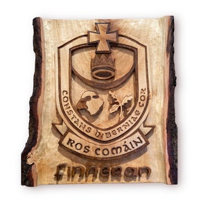 Hand Carved Roscommon GAA Crest: European Lime Wood, Gaelic Football