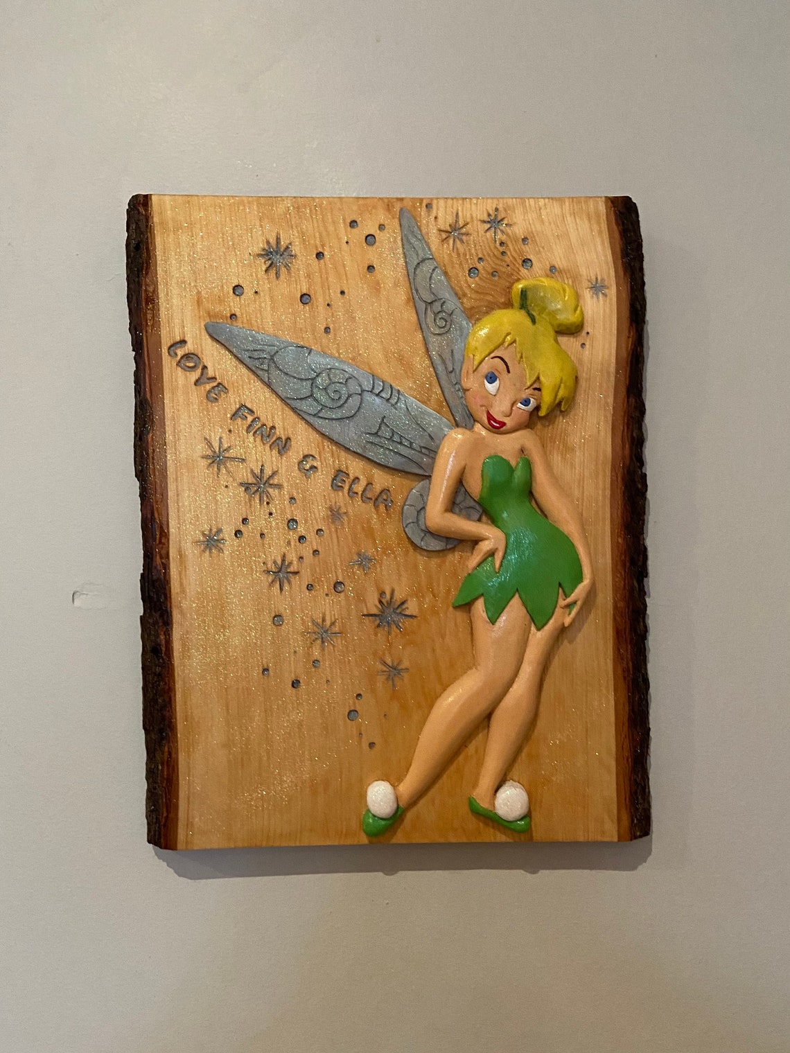 Tinkerbell Wood Carving Disney Wall Art Cartoon Character Etsy