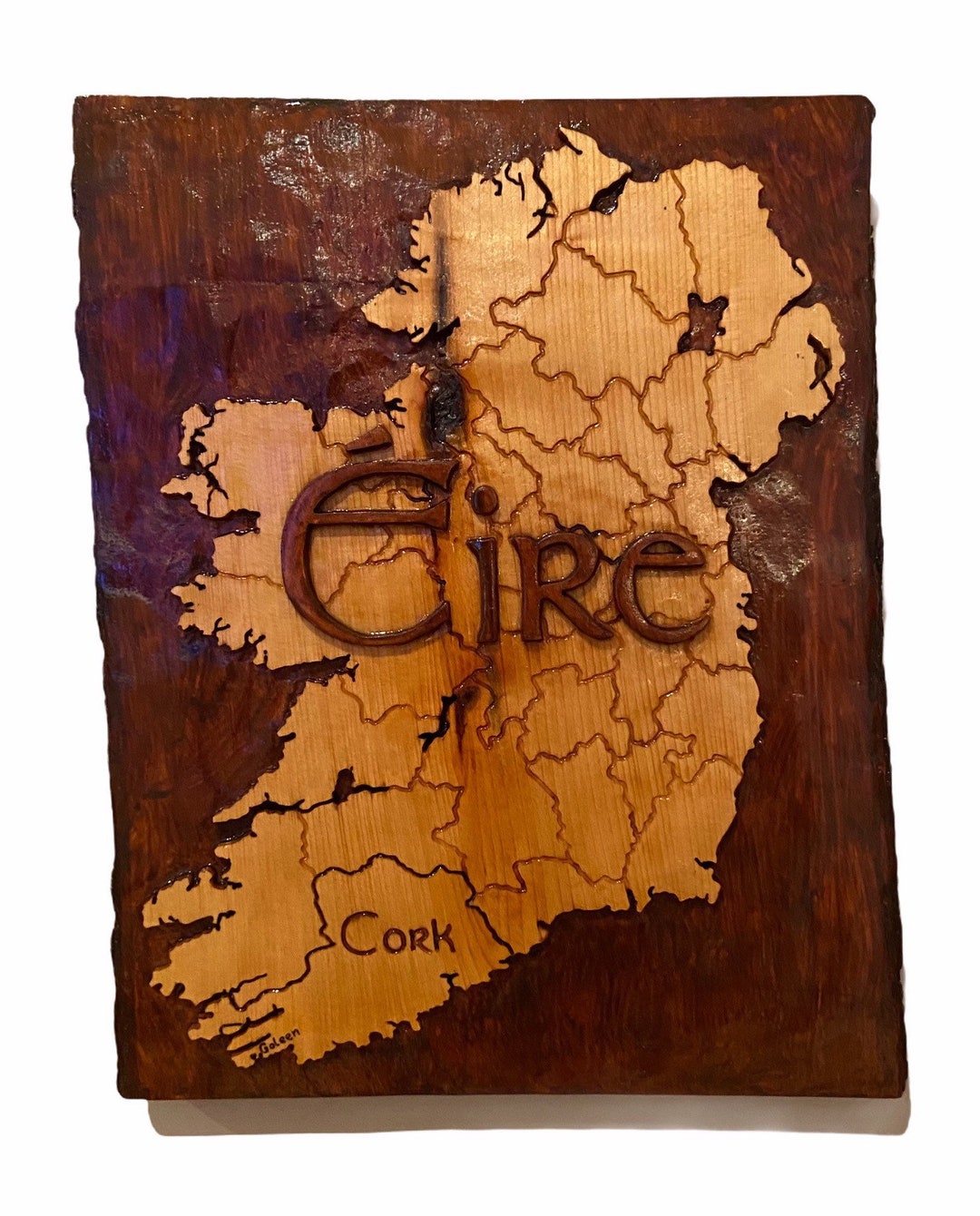 Map of Ireland Wood Carving Wall Hanging Ireland Map Surname Map