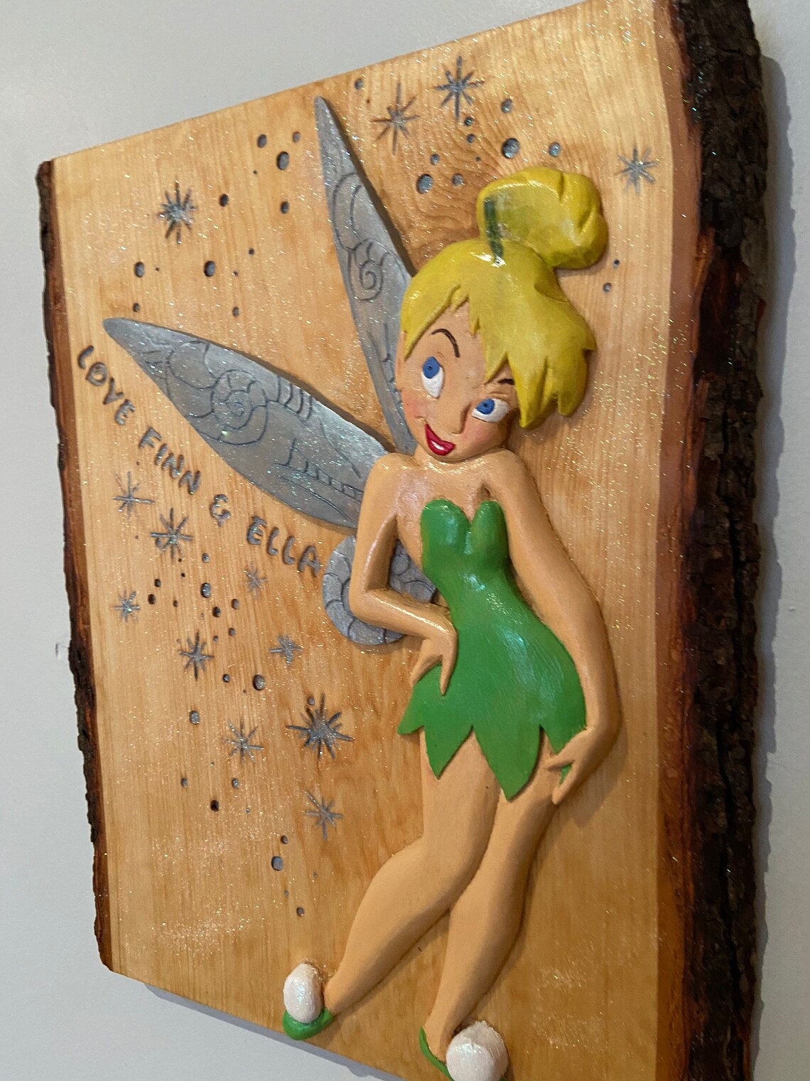 Tinkerbell Wood Carving Disney Wall Art Cartoon Character Etsy