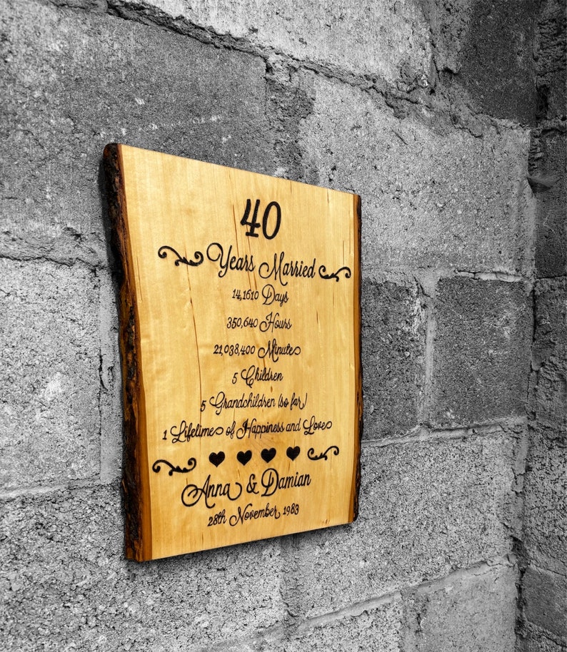 40th Wedding Anniversary Sign, 40 Years Married, Wedding Anniversary
