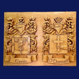 Coat of arms, double coat of arms, bride and groom gift, family crest, wedding memento, wedding gift, wooden gift, ancestry