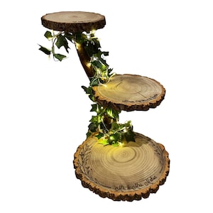 Three tier log slice cake stand rustic cake stand wood cake stand log cake stand tree branch cake wedding cake stand wedding platter