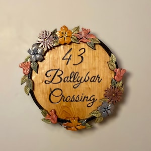 Floral Holz geschnitzte Hausnummer Schild: Benutzerdefinierte Adresse Schild