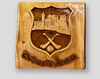Handgeschnitztes Tipperary GAA Crest: Irisches Holzwandschild