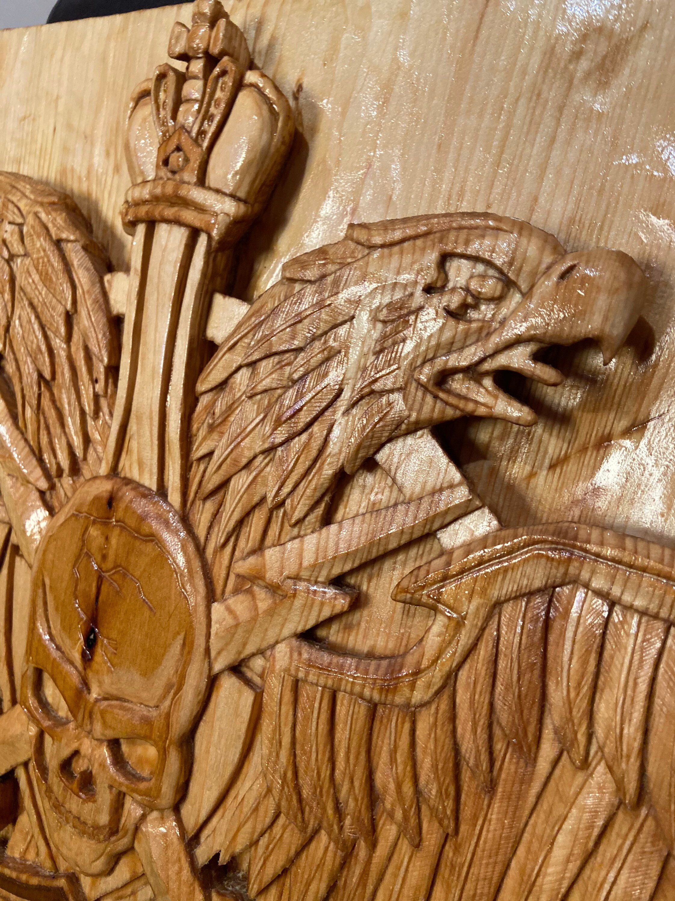 Hand Carved Harley Davidson Wood Wall Art: Motorcycle Biker