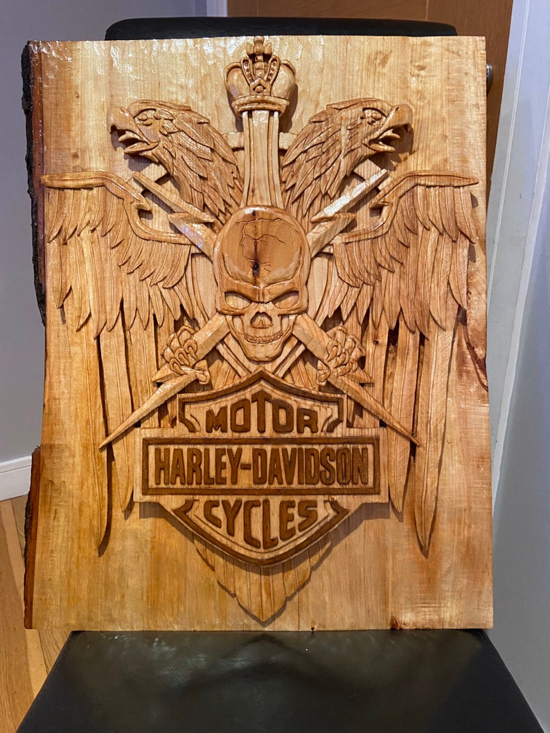 Harley Davidson wood carving Harley Davison art motorcycle ...
