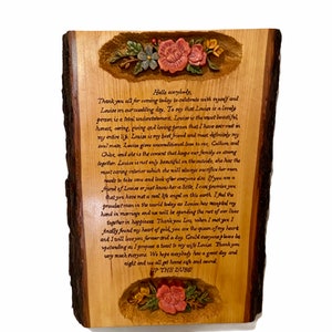 Floral Wood Carving: Personalized Wedding Poem, Speech, or Vows