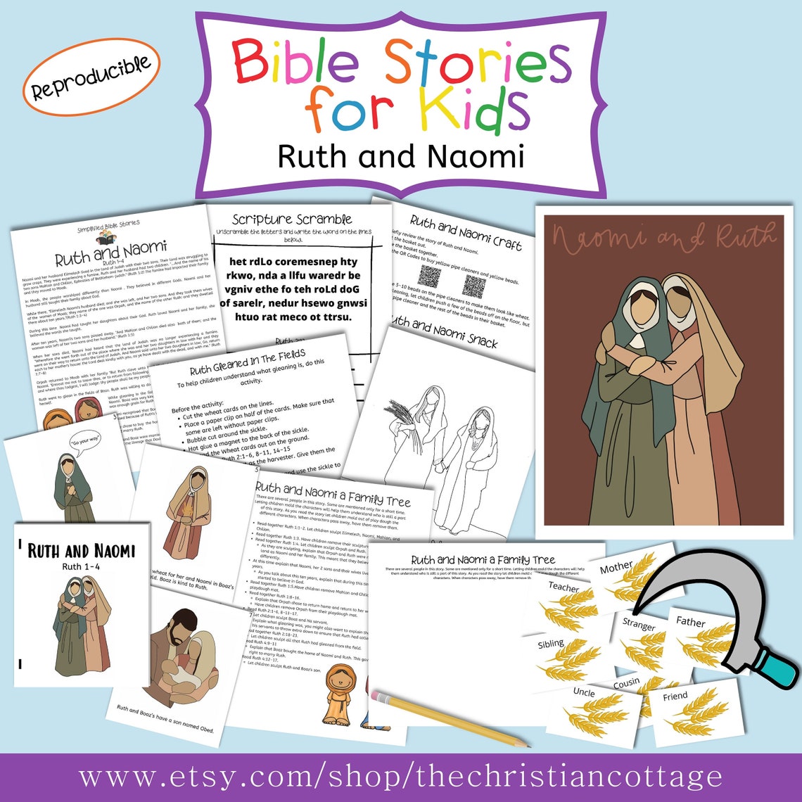 Ruth and Naomi Bible Mini Lesson // New Testament Games Bible - Etsy