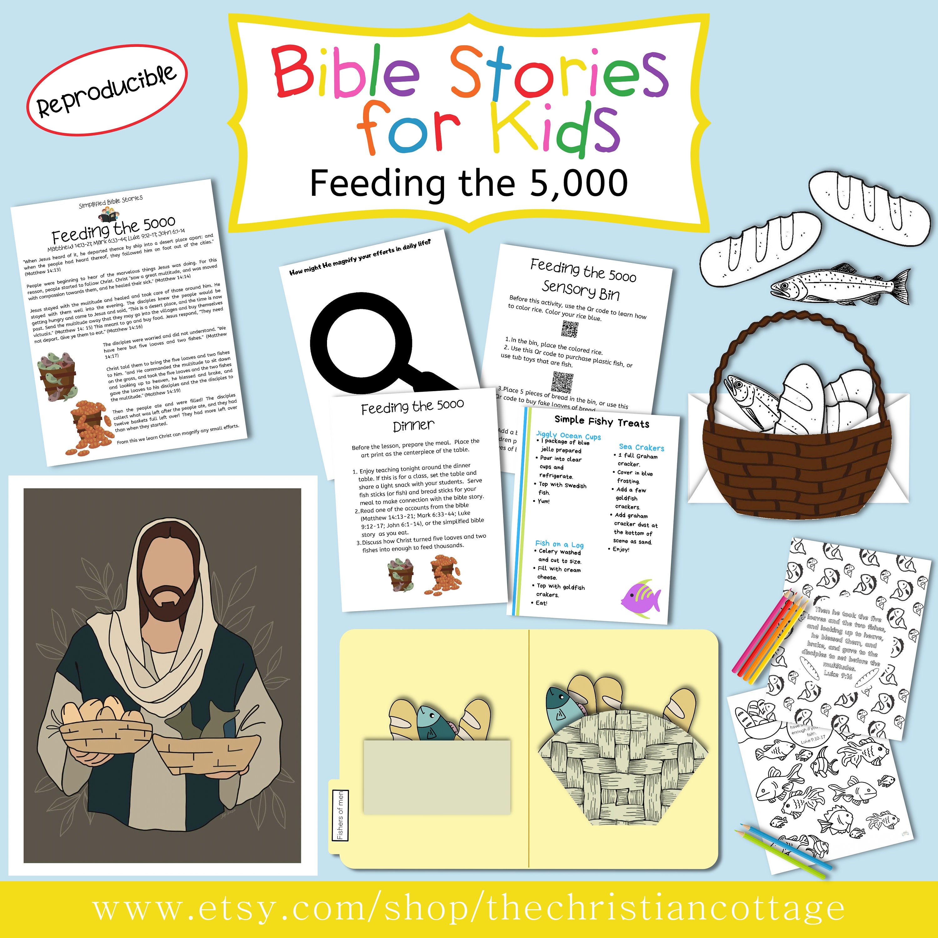 Feeding the 5000 Bible Mini Lesson and Activities for Kids | Etsy