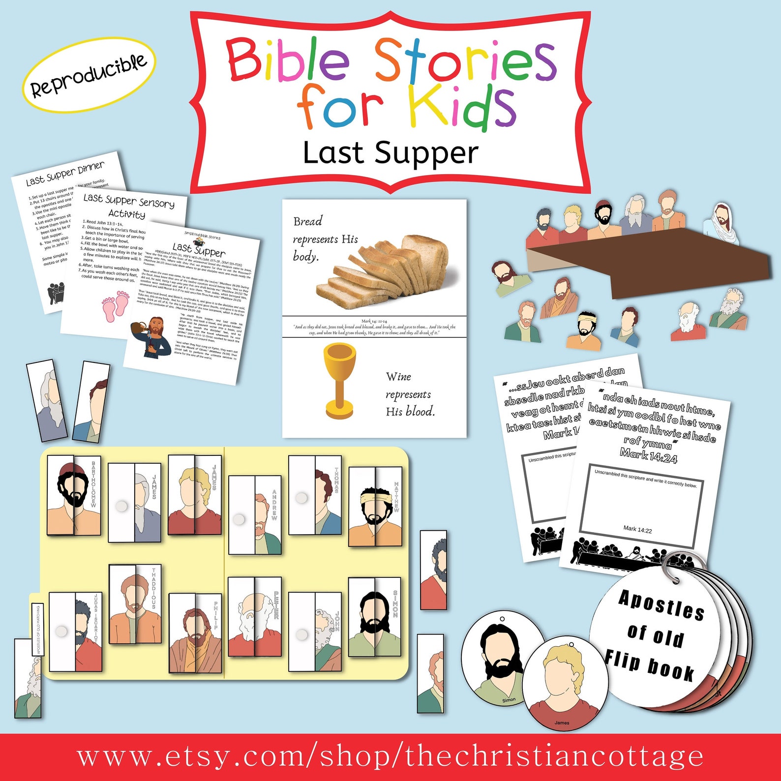 The Last Supper Bible Mini Lesson and Activities for Kids | Etsy