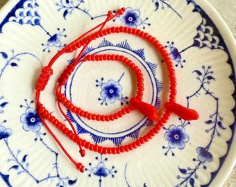 Azabache  Bracelet: Evil Eye Protection, Red & Black Charms, Czech Beads